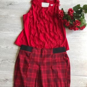 Read ruffly blouse tank top